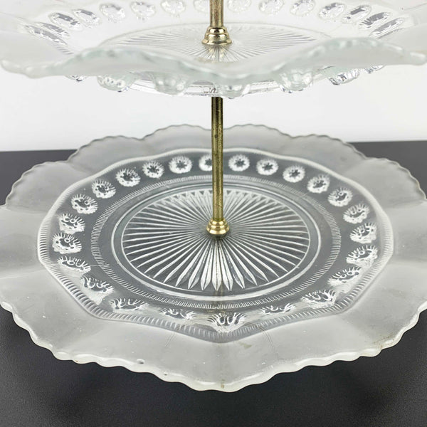 Davidson Glass 'Blackberry Prunt' 2 tier cake and dessert stand