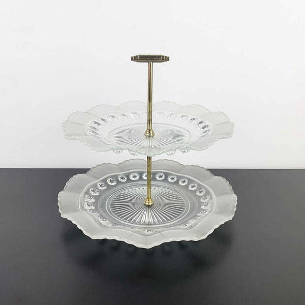 Davidson Glass 'Blackberry Prunt' 2 tier cake and dessert stand