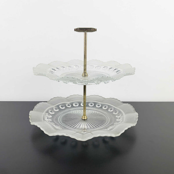 Davidson Glass 'Blackberry Prunt' 2 tier cake and dessert stand