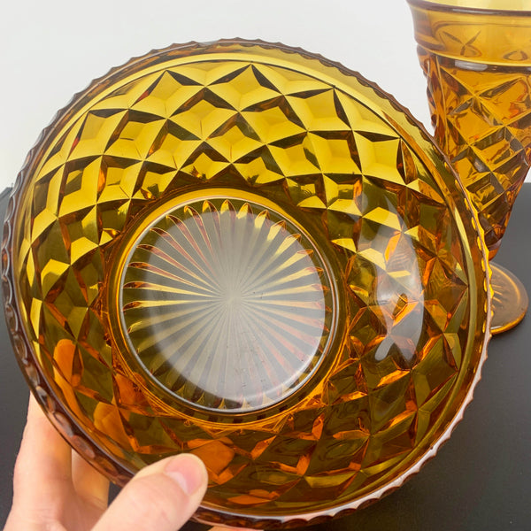 Crown Glass art deco amber glass vase & salad bowl set