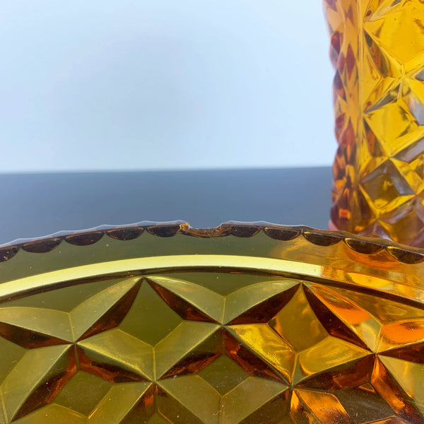 Crown Glass art deco amber glass vase & salad bowl set