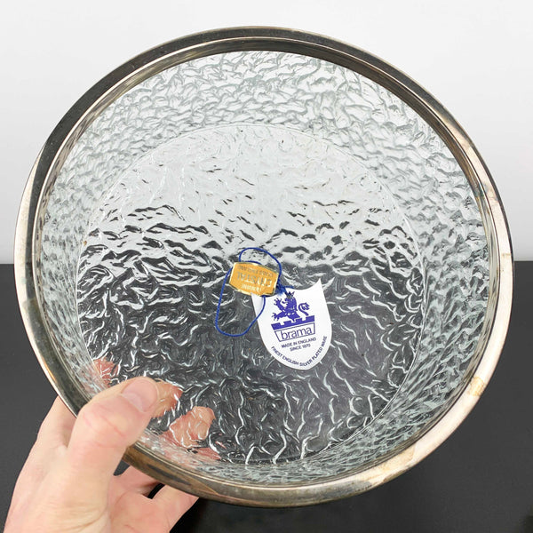 Brama Davidson 'Luna' large silver rimmed crystal bowl
