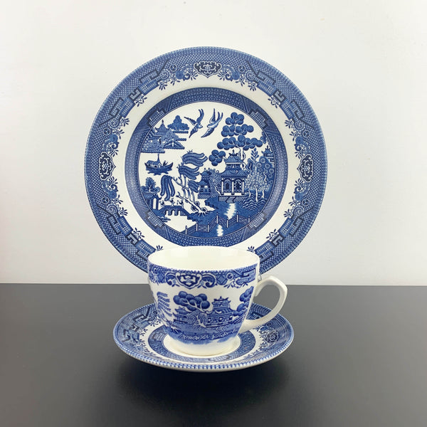 Churchill Willow ware set - Plate, Cup and Saucer - Set of 3 pieces