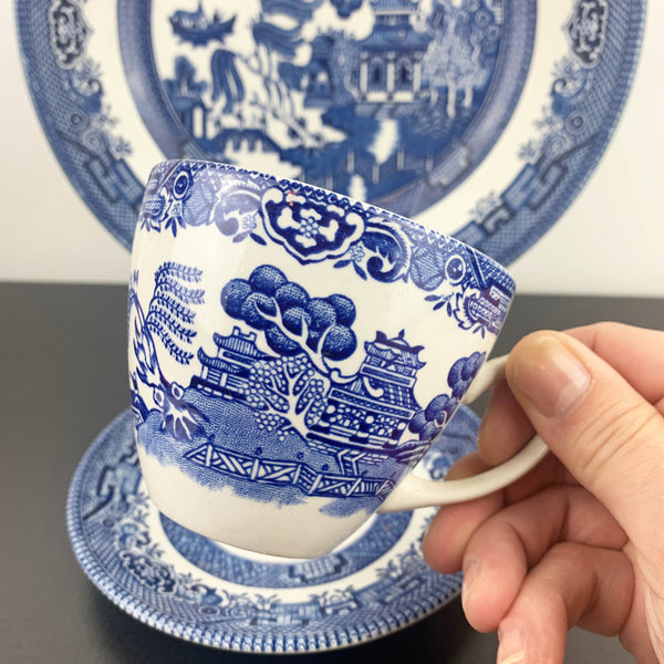 Churchill Willow ware set - Plate, Cup and Saucer - Set of 3 pieces