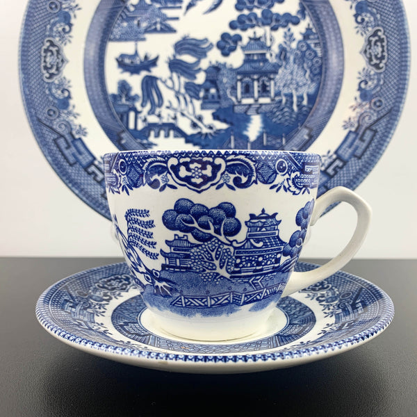 Churchill Willow ware set - Plate, Cup and Saucer - Set of 3 pieces