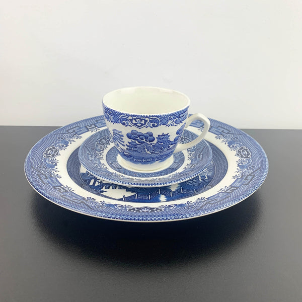 Churchill Willow ware set - Plate, Cup and Saucer - Set of 3 pieces