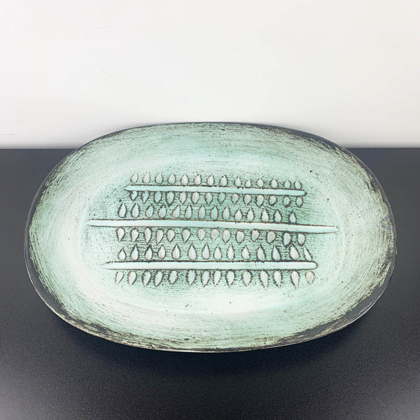 Ellis Ceramics rare large oval platter with hand carved detail