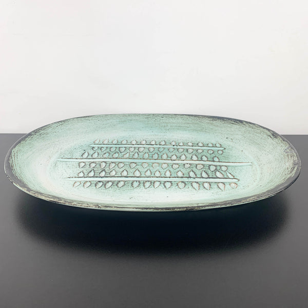 Ellis Ceramics rare large oval platter with hand carved detail
