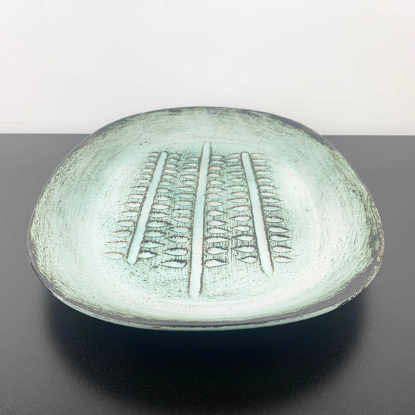 Ellis Ceramics rare large oval platter with hand carved detail