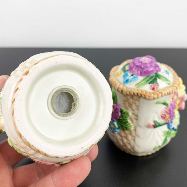 Floral majolica style salt and pepper shakers