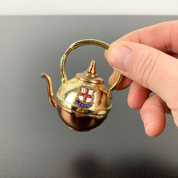 Miniature London souvenir brass teapot