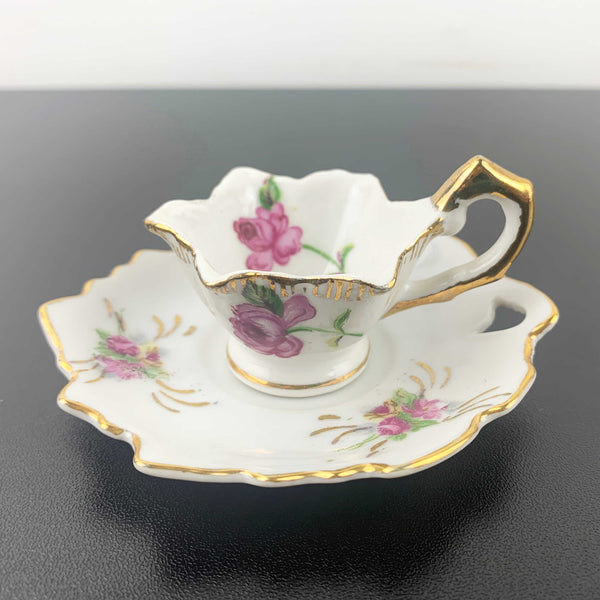 Rose tea cup and saucer collectible miniature