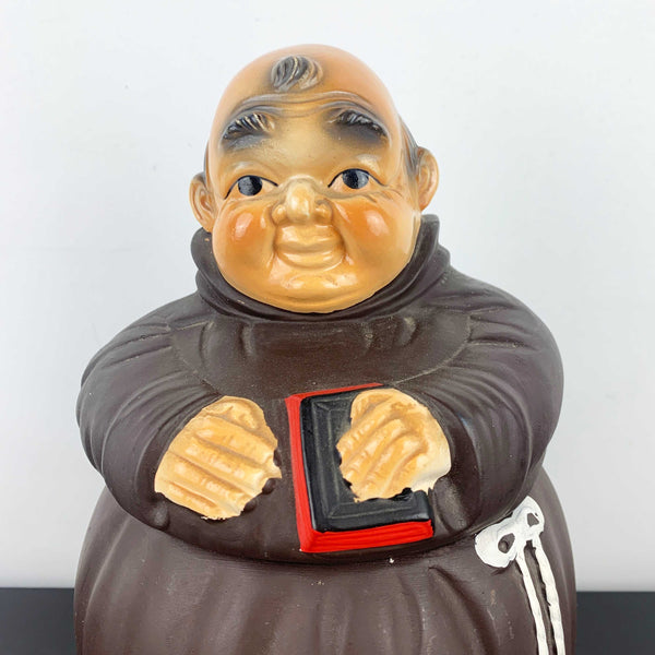 Mid century monk ceramic biscuit barrel/cookie jar