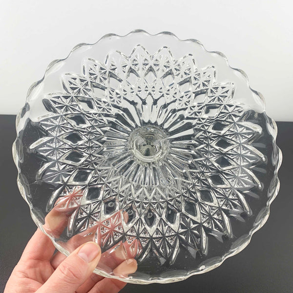 Vintage pressed glass footed cake stand