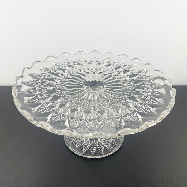 Vintage pressed glass footed cake stand