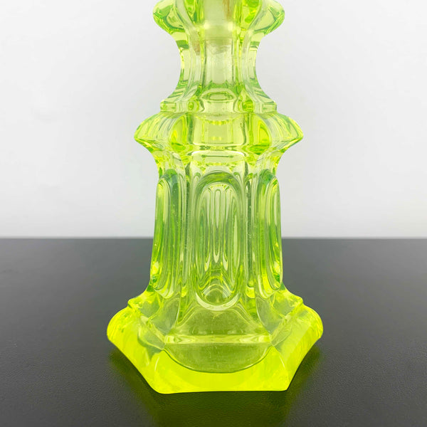 Art deco style uranium glass perfume bottle with clear stopper