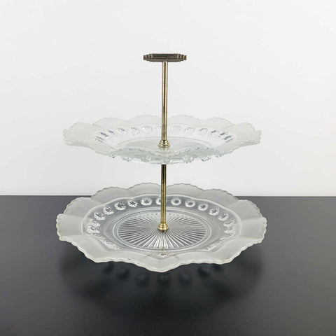 Davidson Glass 'Blackberry Prunt' 2 tier cake and dessert stand