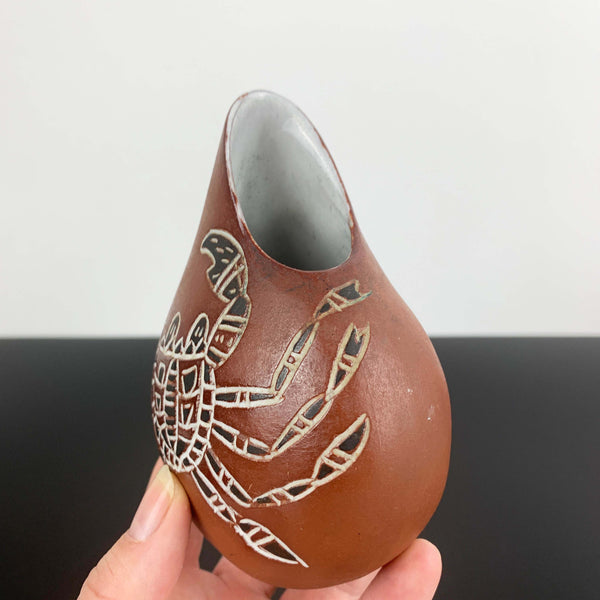 Claudia Pottery Australian rare aboriginal design crab jug