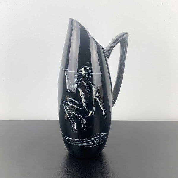 Diana Pottery mid century 'Spear Thrower' in pitcher form