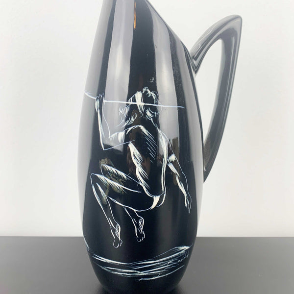 Diana Pottery mid century 'Spear Thrower' in pitcher form