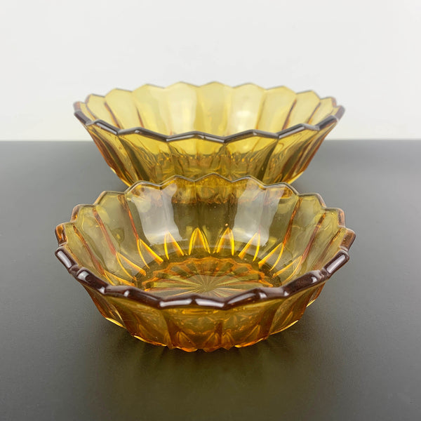 Davidson art deco amber glass bowls Pattern 714 - Set of 2