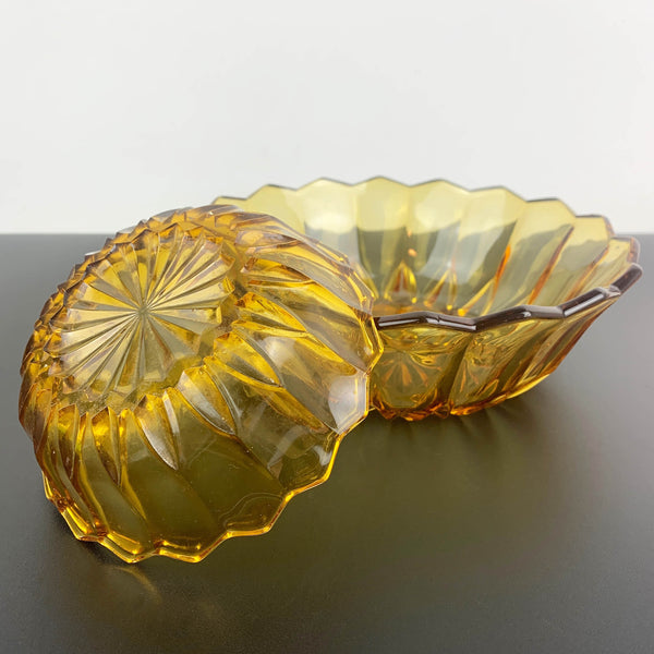 Davidson art deco amber glass bowls Pattern 714 - Set of 2