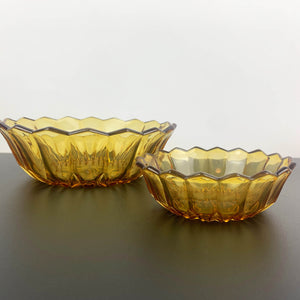 Davidson art deco amber glass bowls Pattern 714 - Set of 2