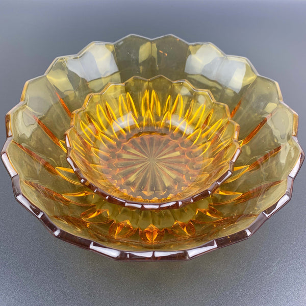 Davidson art deco amber glass bowls Pattern 714 - Set of 2