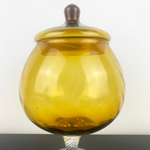 Empoli Lidded Amber Glass Candy Jar