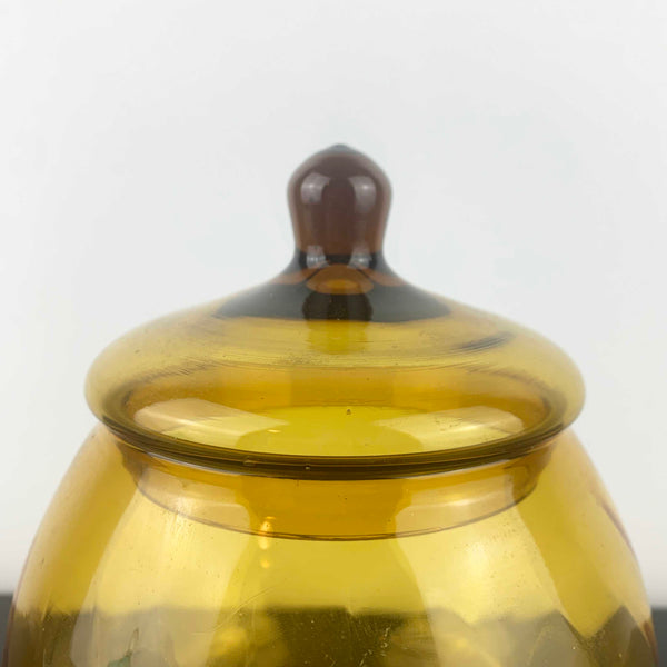 Empoli Lidded Amber Glass Candy Jar