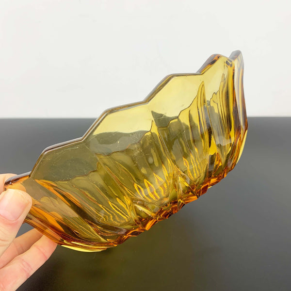 Davidson art deco amber glass bowls Pattern 714 - Set of 2