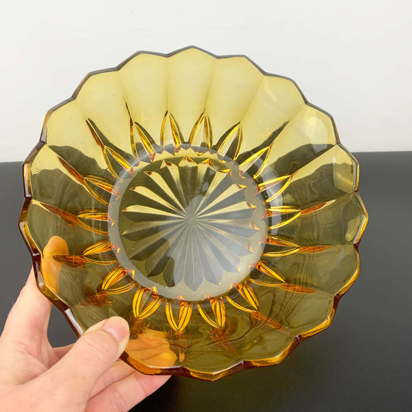 Davidson art deco amber glass bowls Pattern 714 - Set of 2