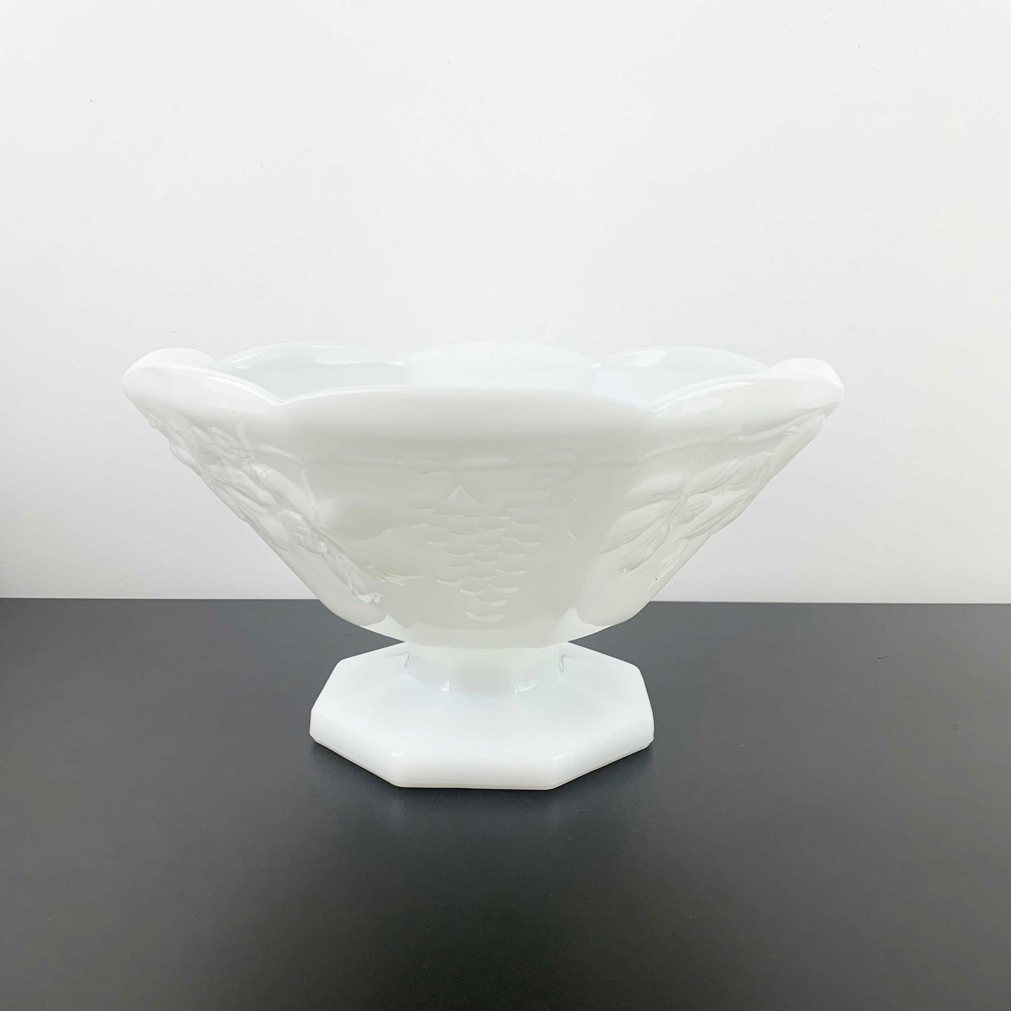 Anchor Hocking large milk glass pedestal bowl