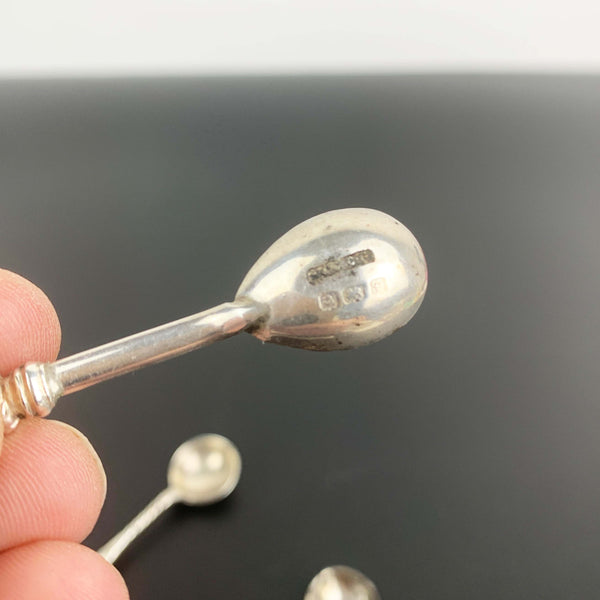 Antique sterling silver salt and condiment spoons - Set of 3