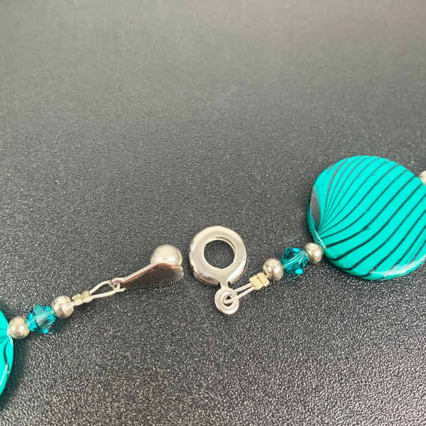 Turquoise flat bead necklace