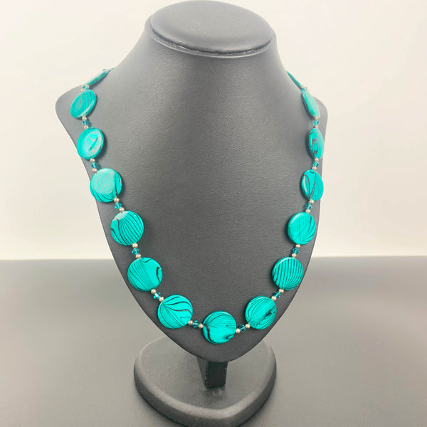Turquoise flat bead necklace