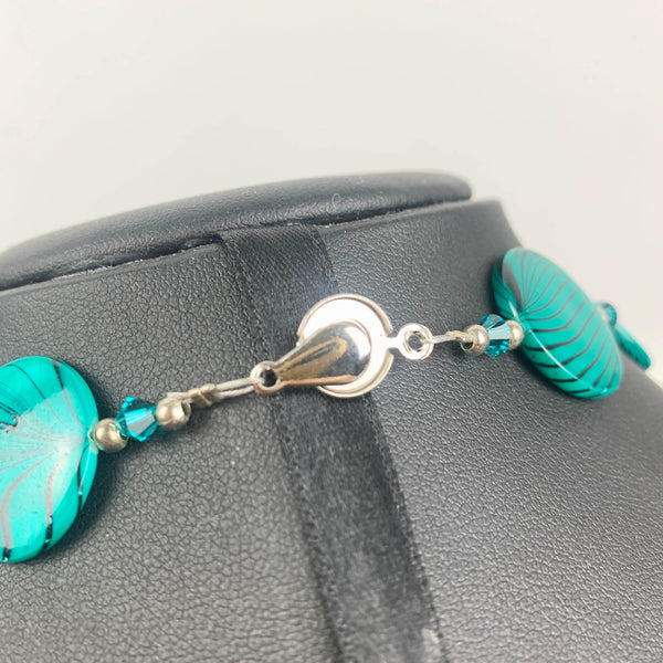 Turquoise flat bead necklace
