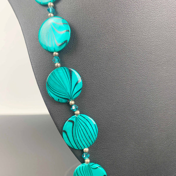 Turquoise flat bead necklace