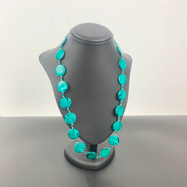 Turquoise flat bead necklace