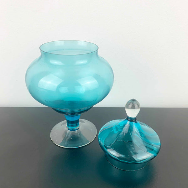 Empoli Lidded Blue Glass Candy Jar