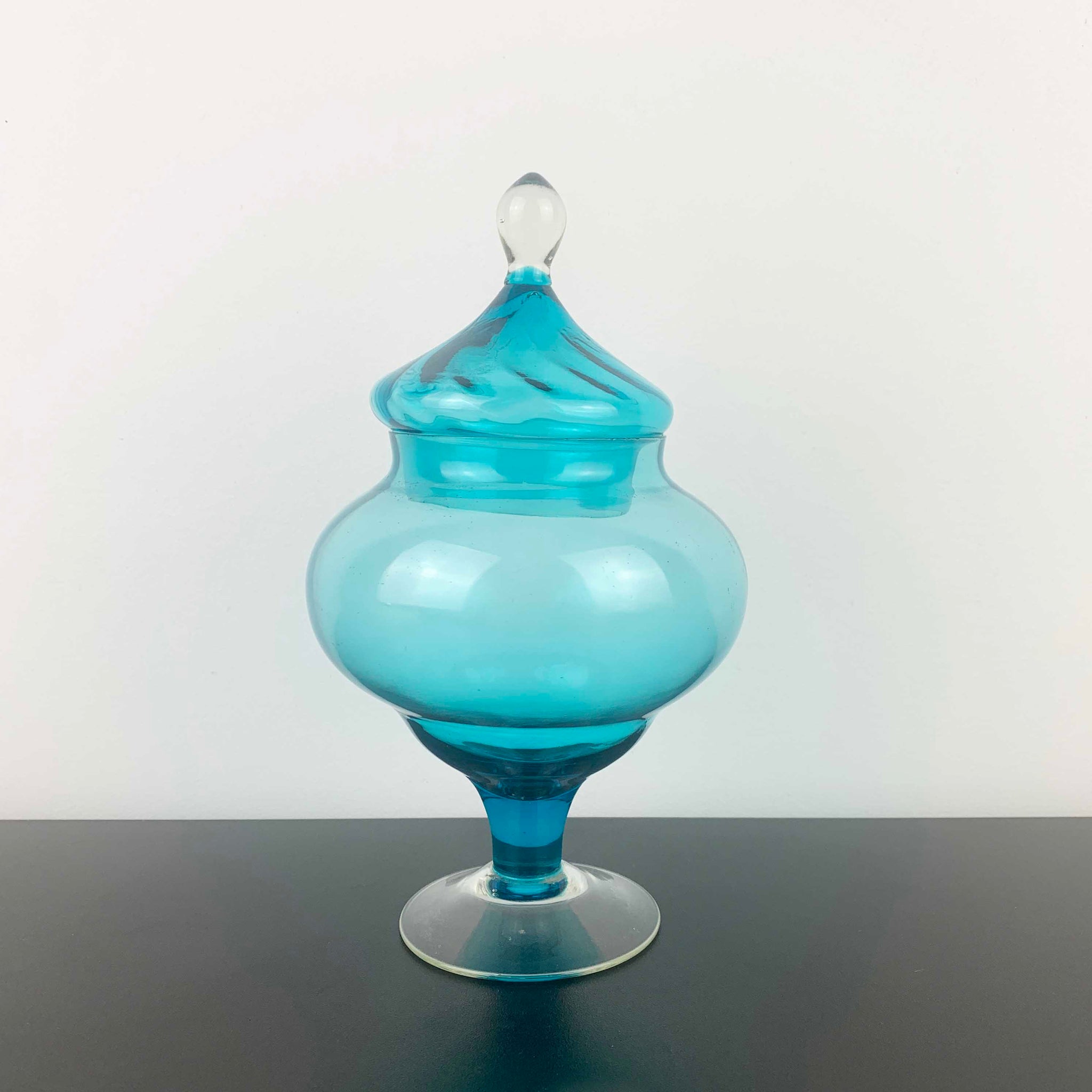 Empoli Lidded Blue Glass Candy Jar