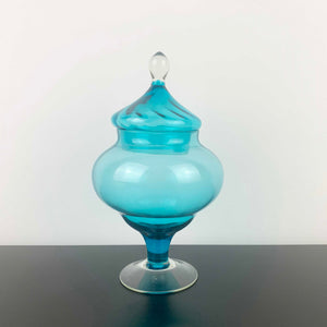 Empoli Lidded Blue Glass Candy Jar