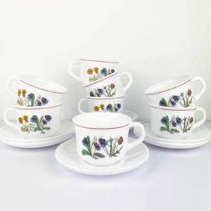 Arcopal 'Fleur D'ete' Coffee Cup and Saucer - Set of 8