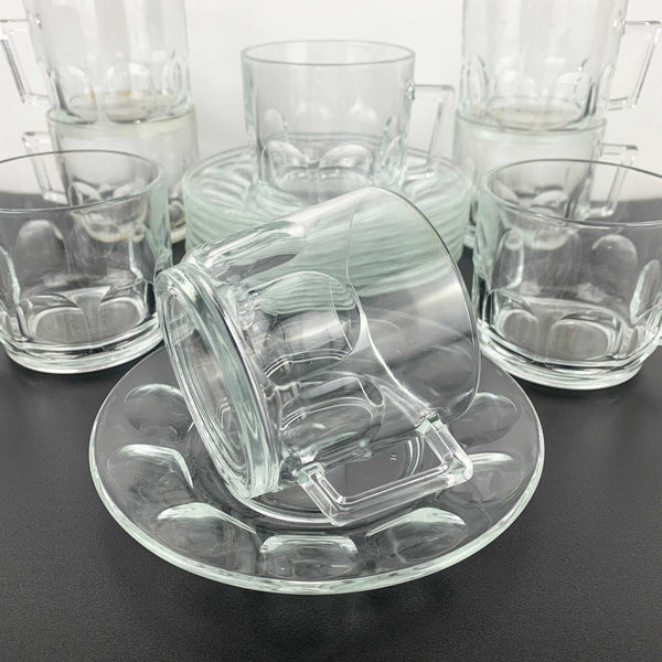 Arcoroc 'Petale' clear coffee cup and saucer - Set of 8