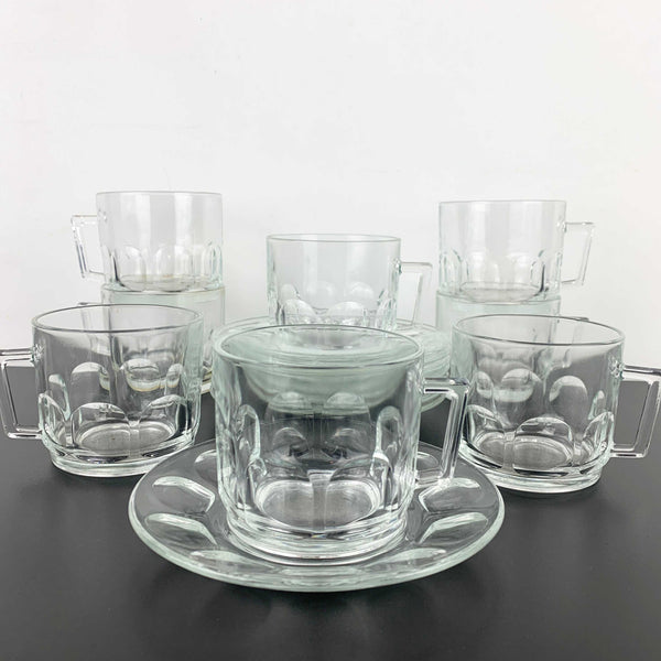 Arcoroc 'Petale' clear coffee cup and saucer - Set of 8