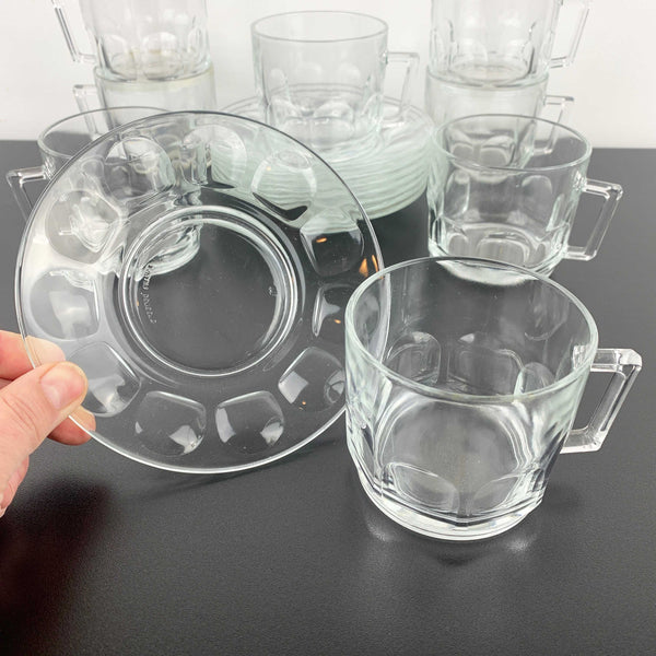 Arcoroc 'Petale' clear coffee cup and saucer - Set of 8