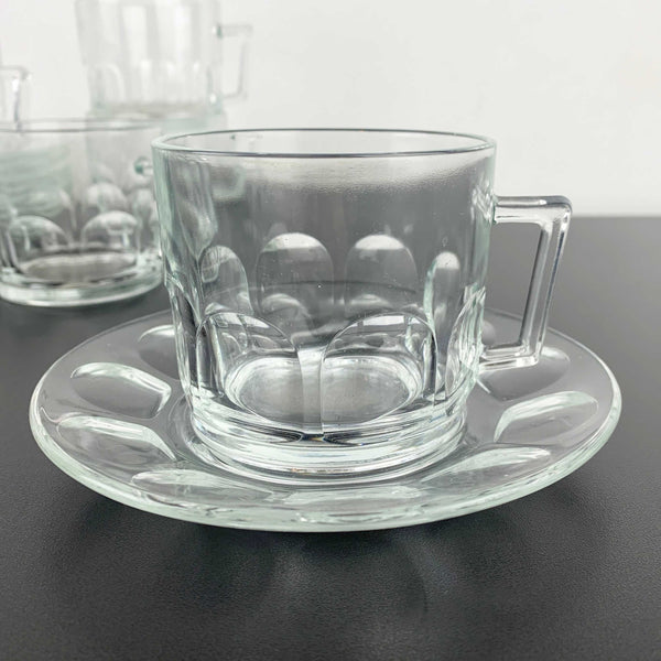 Arcoroc 'Petale' clear coffee cup and saucer - Set of 8