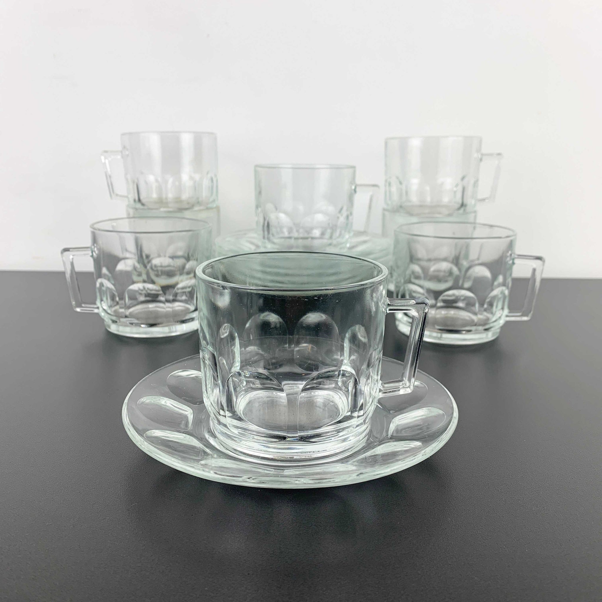 Arcoroc 'Petale' clear coffee cup and saucer