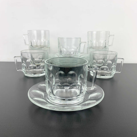 Arcoroc 'Petale' clear coffee cup and saucer
