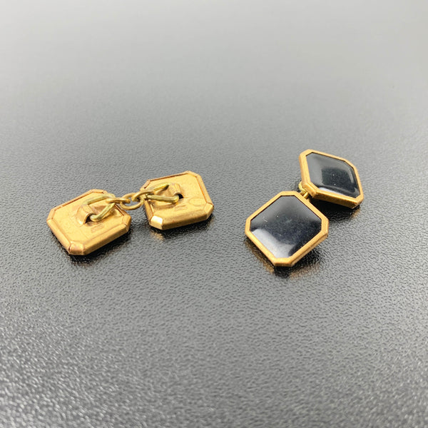 Vintage art deco chain link back cuff links and sweater clip - Set of 3